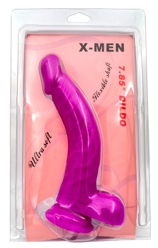 Изогнутый фаллоимитатор пурпурного цвета X-Men 22 см фото 6