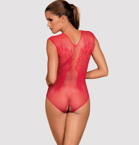 Сексуальное красное боди в сетку с доступом S/L фото 2