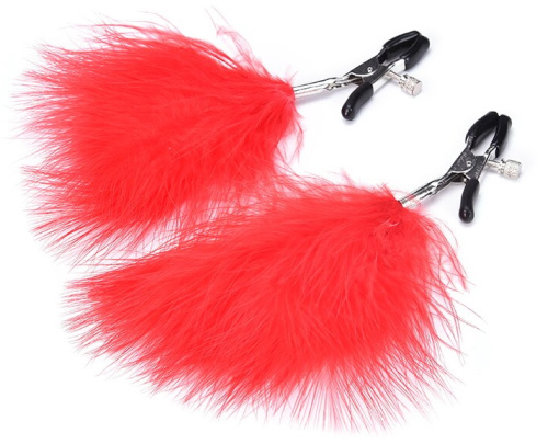 Зажимы на соски с красными перышками фото 2