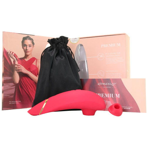 Бесконтактный вакуумно-волновой стимулятор клитора Womanizer Premium красный фото 5
