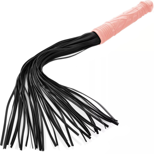 Черная БДСМ плеть с фаллосом 66 см ИМЕЕТ ДЕФЕКТ фото 3