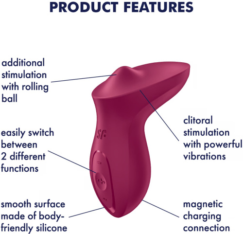 Клиторальный вибромассажер с плавающим стимулятором Satisfyer Exciterrr бордовый фото 8