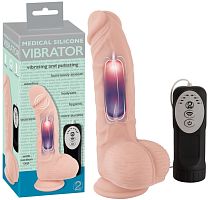 Реалистичный фаллос с пульсацией Medical Silicone 20 см