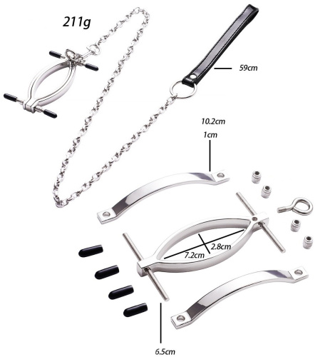 Металлический зажим с поводком для половых губ фото 7