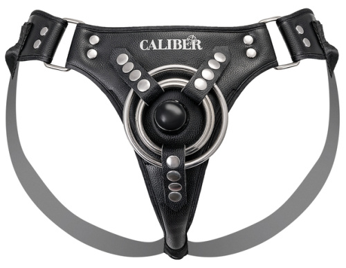 Трусики для страпона из экокожи RealStick Caliber черные фото 4
