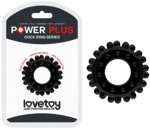 Черное эрекционное кольцо Power Plus Cock Ring