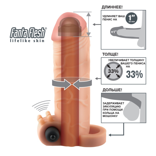 Удлиняющая насадка с вибрацией FX Vibrating Real Feel 1in Extension фото 4