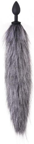 Анальная пробка с серым хвостиком Emotions Shaggy 42 см фото 2