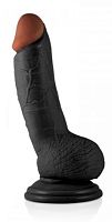 Мягкий реалистичный упругий фаллос с мошонкой черный