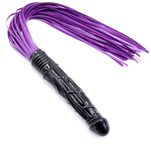 Фиолетовая БДСМ плеть с черным фаллосом 66 см фото 3