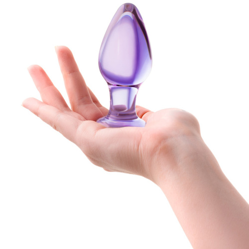 Фиолетовая анальная пробка из стекла 10 см фото 2