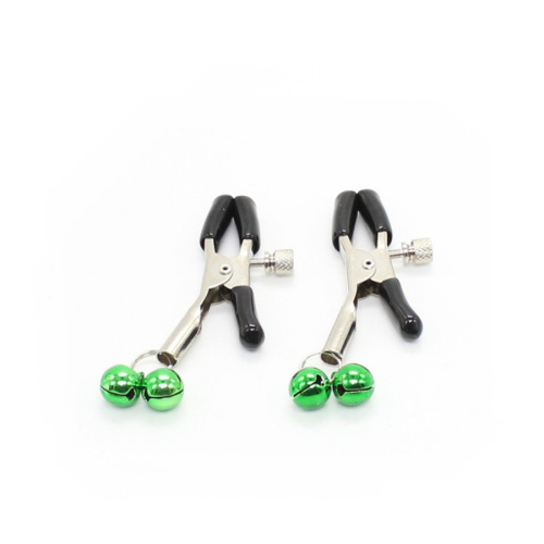 Зажимы для сосков с двойными зелеными бубенчиками фото 2