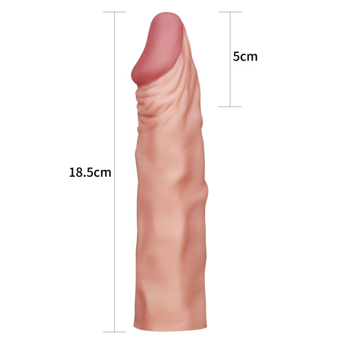 Удлиняющая насадка на пенис телесная Penis Sleeve + 5 см фото 5