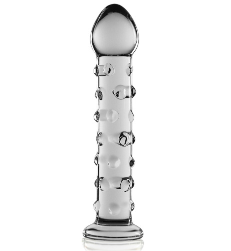 Прозрачный фаллоимитатор из стекла Glass Romance с пупырышками 17 см фото 2