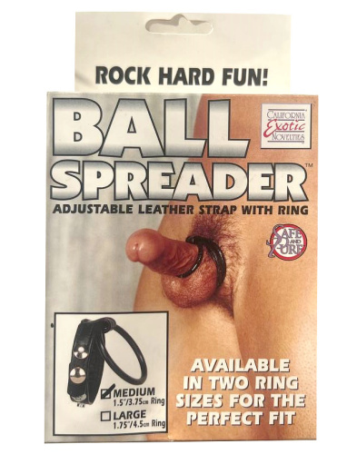 Кожаная утяжка на пенис с силиконовым эрекционным кольцом Ball Spreader фото 3