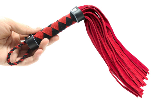 Красно-черная замшевая плеть 39 см фото 2