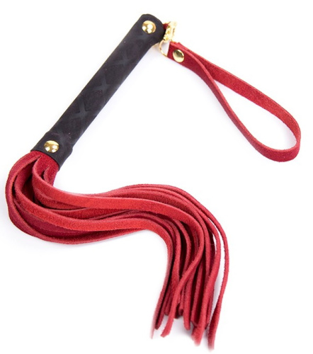 Компактная красно-черная плеть из замши 27 см фото 2