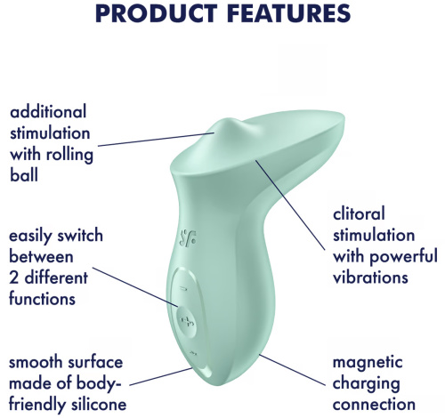 Клиторальный вибромассажер с плавающим стимулятором Satisfyer Exciterrr мятный фото 8