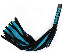 Яркий флоггер из замши бирюзово-черный