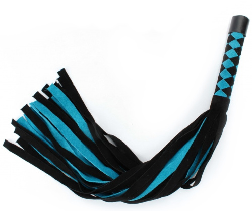 Яркий флоггер из замши бирюзово-черный