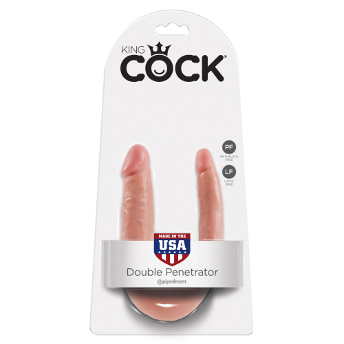 Двойной фаллос King Cock U-Shaped Small Double Trouble Flesh фото 5