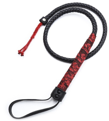 Черно-красный кнут с узорами 84 см фото 3
