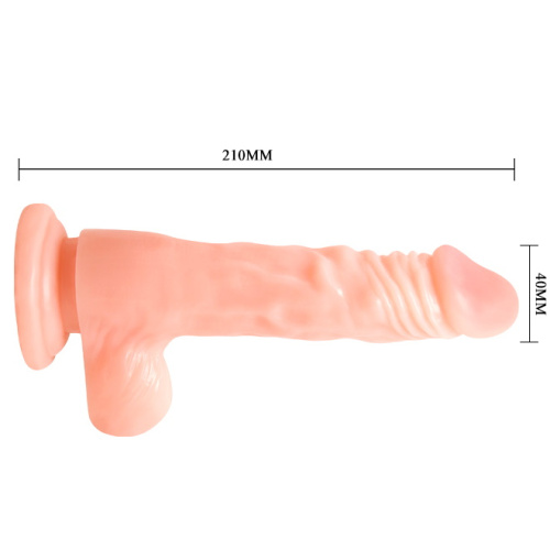 Реалистичный рельефный фаллос с мошонкой на присоске 21 см фото 3