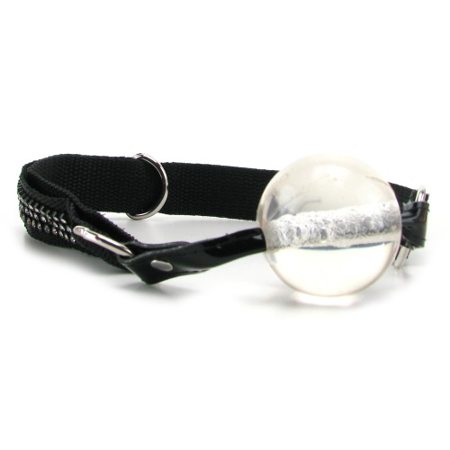 Прозрачный кляп на ремне со стразами Bound by Diamonds фото 3