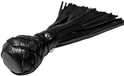 Генитальная кожаная плеть черная 30 см фото 4