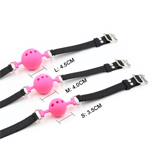 Дышащий кляп-шар из силикона Black-Pink M фото 5