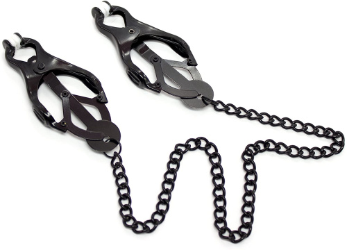 Черные клипсы на соски с черной цепочкой фото 4