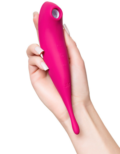 Вакуумный смарт-стимулятор с вибростимулирующим отростком Satisfyer Twirling Pro+ красный фото 3