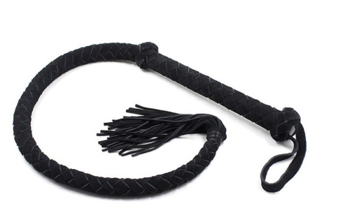 Черный кнут из натуральной замши 120 см фото 2