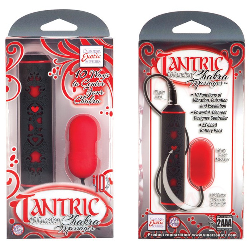 Красный вибромассажер пулька с декорированным пультом управления Tantric фото 3