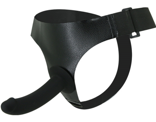 Страпон черного цвета на ремнях из силикона 15 см фото 5