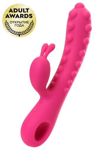 Розовый вибратор с клиторальным стимулятором Kokos Smon фото 2