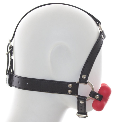 Маска на лицо с красным кляпом-косточкой фото 2