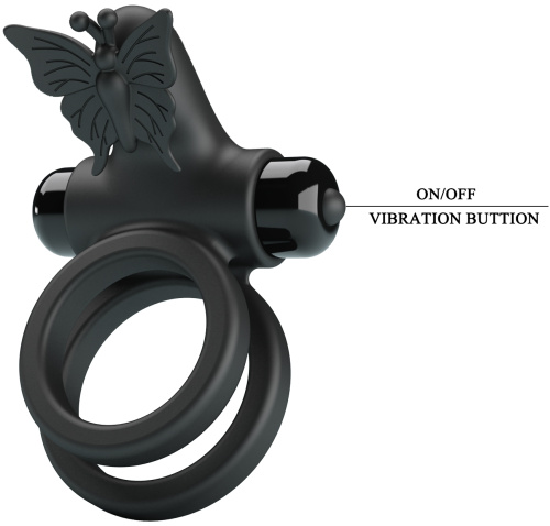 Эрекционное виброкольцо Pretty Love Passionate Ring с петлей на мошонку черное фото 9