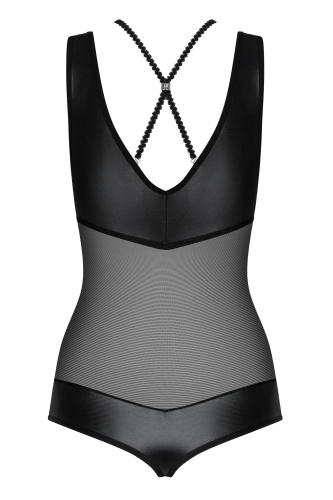 Сексуальное черное боди из материала Wet Look Leatheria S/M фото 4