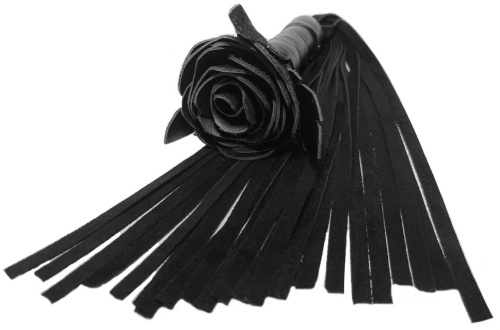 Кожаная плеть Черная Роза с замшевыми хвостами 40 см фото 2