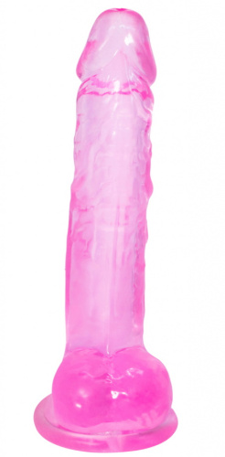 Прозрачный фаллос с мошонкой Intergalactic Rocket Pink 19 см фото 3