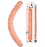 Двойной эластичный фаллос телесного цвета 36 см