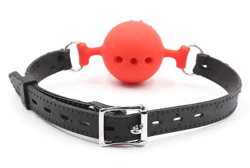 Кляп-шар из медицинского силикона красного цвета L фото 4