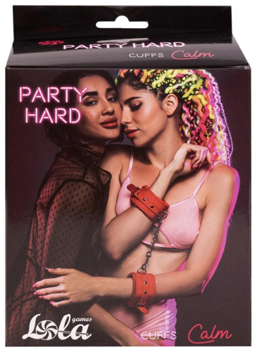 Розовые наручники с металлической цепью Party Hard Calm Pink фото 6