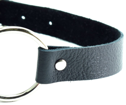 Кляп с кольцом из мягкой натуральной кожи черного цвета фото 2