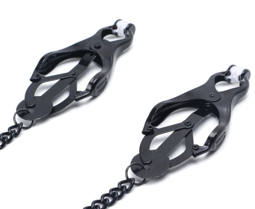 Черные клипсы на соски с черной цепочкой фото 2