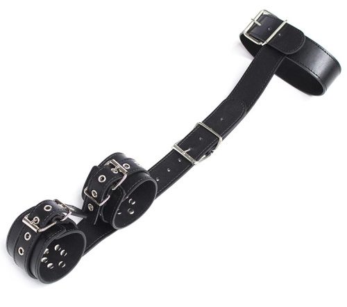 Черный бондаж для шеи и рук на ремнях фото 7