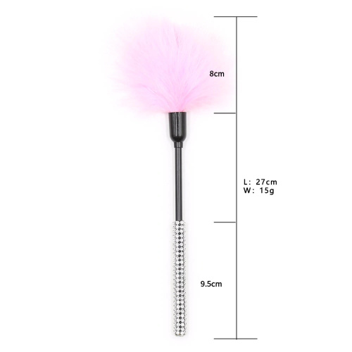 Тиклер с розовыми перьями и стразами 28 см фото 3