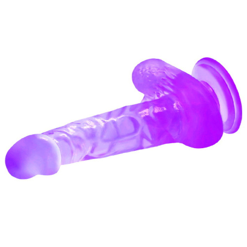 Фаллоимитатор на присоске с мошонкой фиолетовый 17 см фото 4