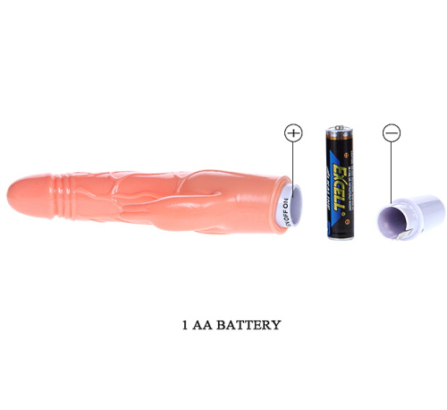 Тонкий вибратор с клиторальным стимулятором 21 см фото 6